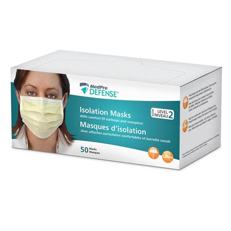 Medpro Defense Yellow Isolation Masks Astm Level 2 With Earloops Box Of