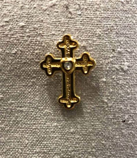 Cross Lapel Pin With Clear Stone 10pkg Catholic Closeout