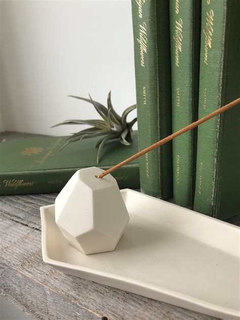 Porcelain Incense Holder, Modern Geometric Indoor or Outdoor Design