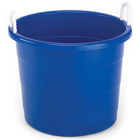 homz plastic utility tub with rope handles 17 gallon cobalt blue set of 2