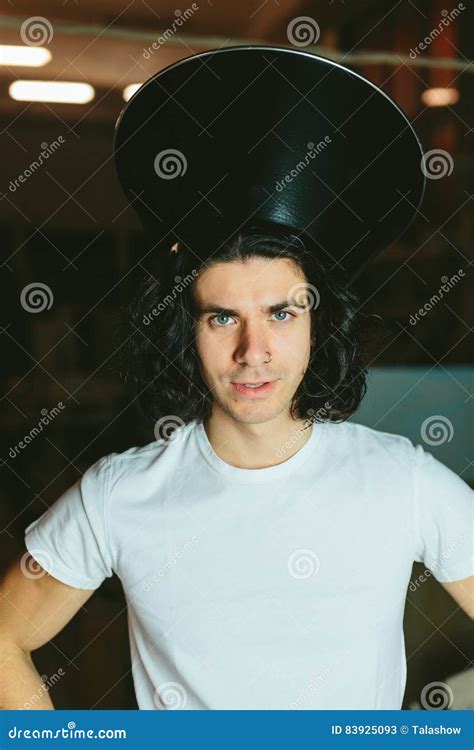 Portrait Of A Young Man In Strange Unusual Hat Stock Image Image Of