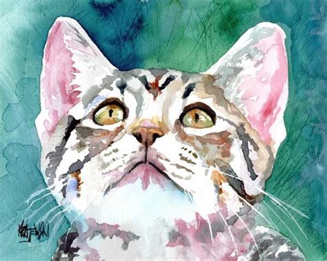 Kitten Art Tabby Kitten Art Print Of Original Watercolor Etsy