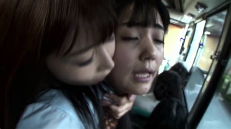 Japanese Lesbian Yumika Saeki Seducing Student Sayo Arimoto On Bus Vrtm