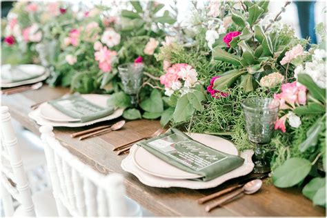 Spain Ranch Wedding Greenery Tablescape Green And Pink Wedding