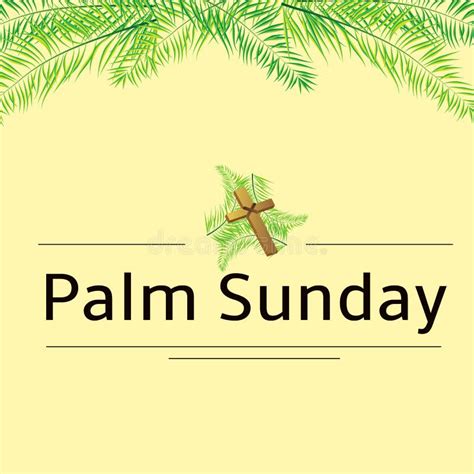 Palm Sunday Frond And Cross Vector Background Vector Illustration For