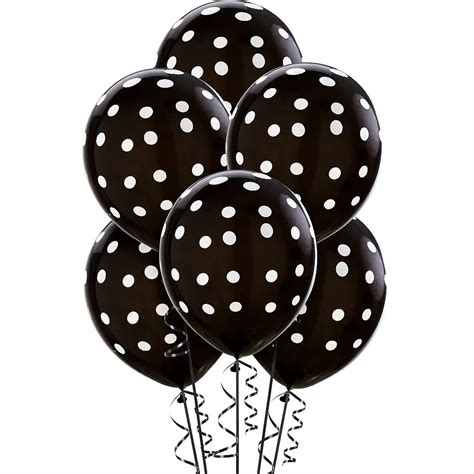 Black Polka Dot Balloons 6ct Party City