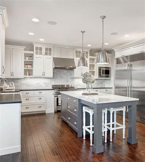 White Kitchen Cabinets With Different Color Island Awesome Cabinet