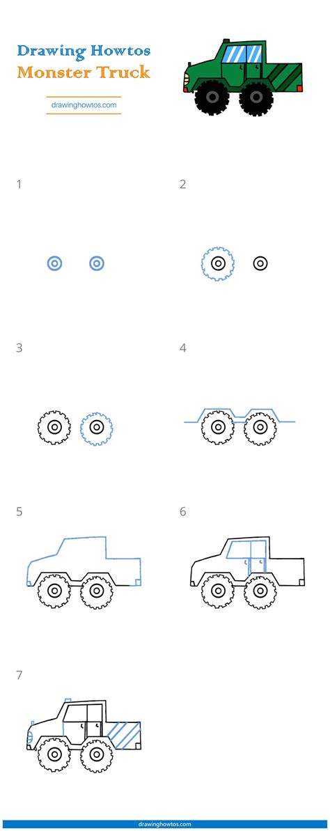 How To Draw A Monster Truck Step By Step Easy Drawing Guides