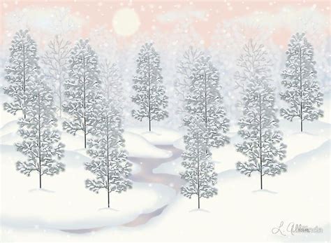 Snowy Day Winter Scene Print Greeting Card Merry Christmas Card