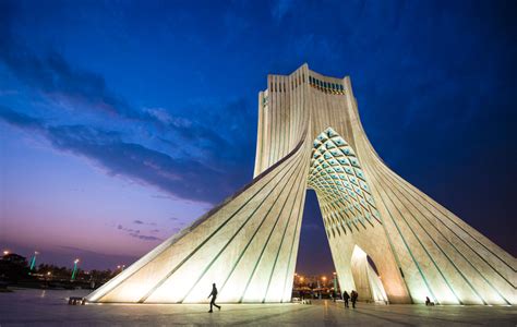 Iran Azadi Tower At Night