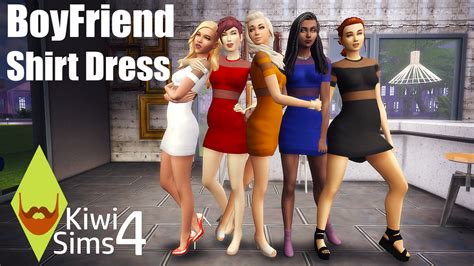 Sims 4 Ccs The Best Boyfriend Shirt Dress By Kiwisims4