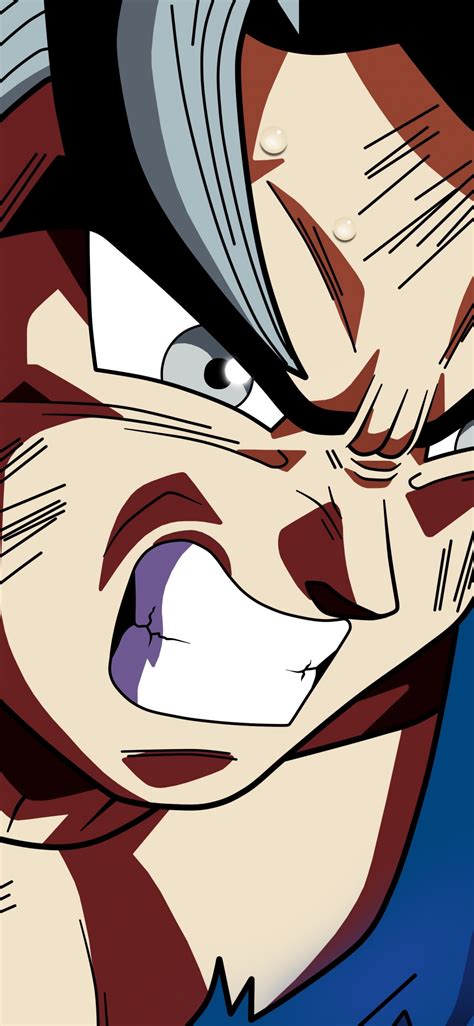 Download Wallpaper 1125x2436 Goku Angry Face Anime Dragon Ball Super