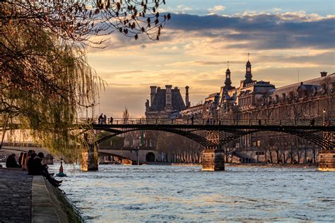 Wallpaper Sunset Paris Water Seine Architecture Canon River