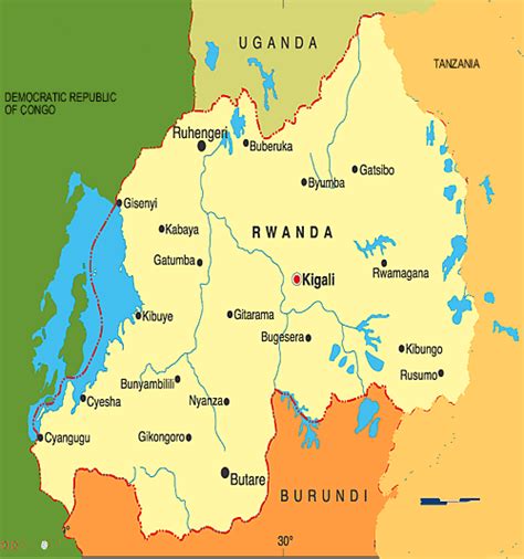 Kigali is the capital and largest city of rwanda. Map of Rwanda
