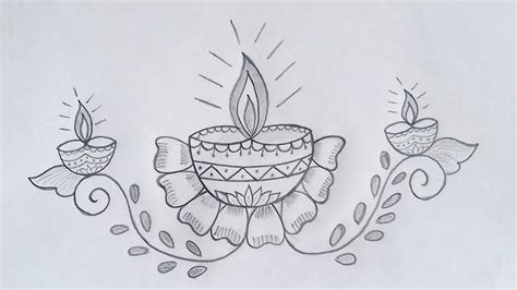 Deepam Design Drawing Easy For Diwali Diwali Drawing Youtube