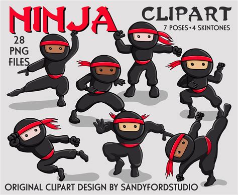 Ninja Clipart Collection Instant Download Etsy Uk