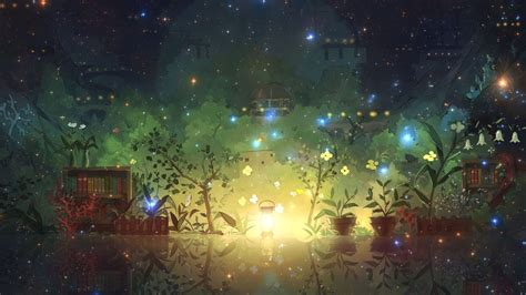 Wallpaper Light Fantasy Landscape Glare Flowers Stars Park