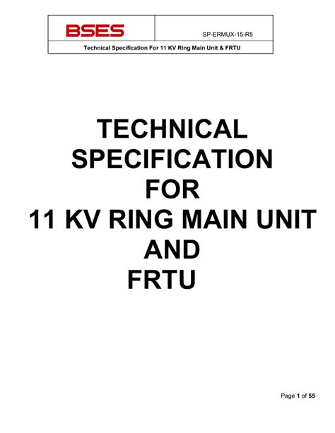 Technical Specification For 11 Kv Ring Main Unit And Frtu
