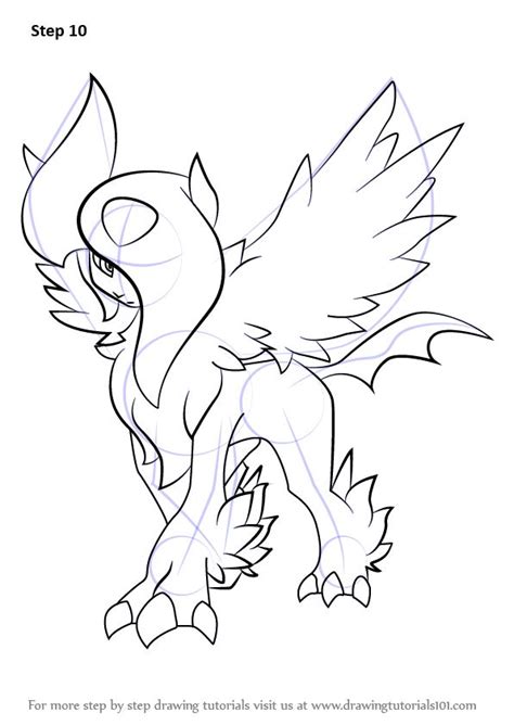 Learn How To Draw Mega Absol From Pokemon Pokemon Step By Step