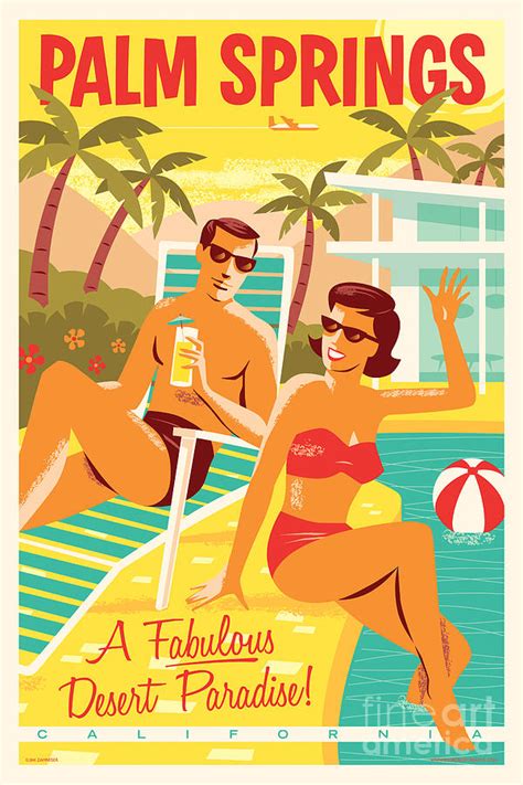 Palm Springs Retro Travel Poster Digital Art By Jim Zahniser