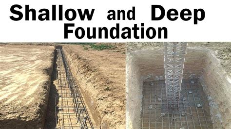Shallow foundations are constructed where soil layer at shallow depth (upto 1.5m) is able to support the structural loads. difference between shallow and deep Foundation? - YouTube