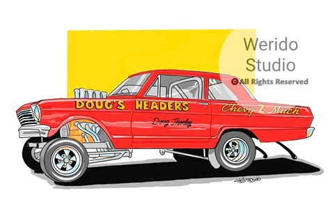 Doug Thorleys Altered Wheelbase Nova Drag Racer Automotive Art Vintage Car Art Hot Rod Print Etsy