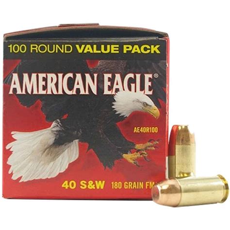 Federal American Eagle 40 Sandw 180gr Fmj Handgun Ammo 100 Rounds Sportsmans Warehouse