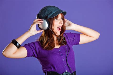 Beautiful Woman Listening Music Stock Image Image Of Fresh Listening