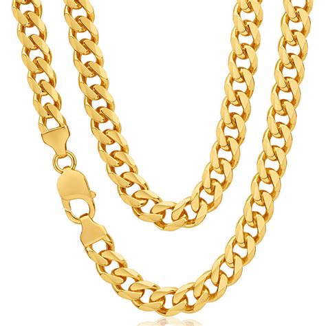 Mens 9ct yellow gold curb chain. Mens heavy 9ct Gold Curb Chain 22 inch 100 grams ...