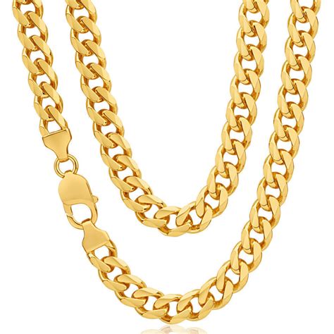 Mens 9ct yellow gold curb chain. Mens heavy 9ct Gold Curb Chain 22 inch 100 grams ...
