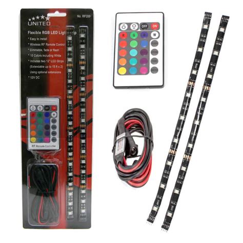 12″ Flexible Led Strip Light Kit Full Color Rgb With Rf Wireless Remote