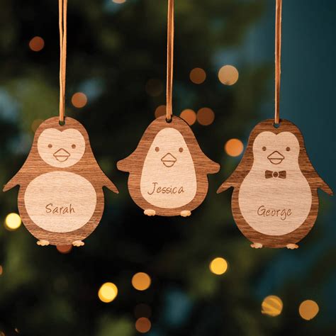Personalised Wooden Penguin Christmas Tree Decoration By Urban Twist