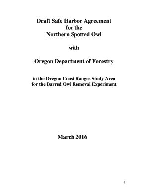 Fillable Online Fws Draft Safe Harbor Agreement For The Northern