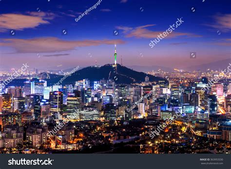 View Downtown Cityscape Seoul Tower Seoul Stock Photo 363953330