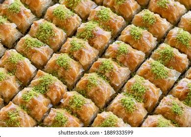 Pistachio Baklava Traditional Middle Eastern Flavors Stock Photo