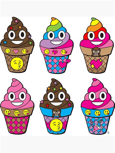 Emoji Poop Ice Cream Rainbow Sticker For Sale By Danikates Redbubble