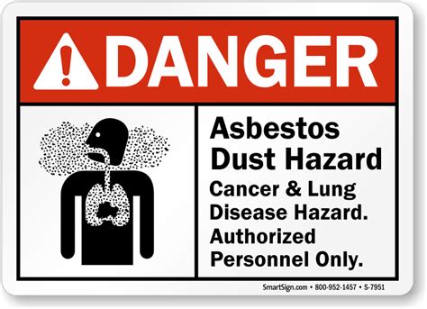 Asbestos Dust Hazard Cancer And Lung Disease Danger Sign Sku S 7951