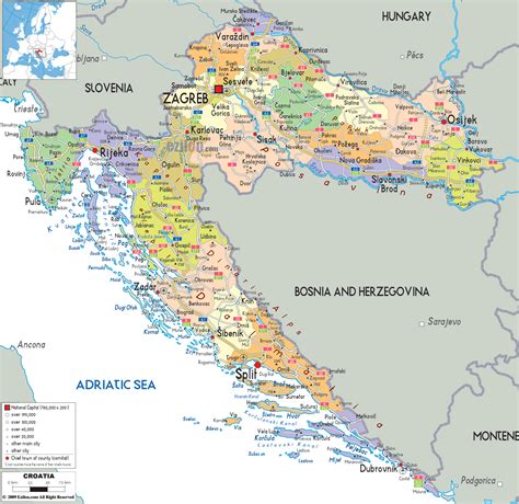 Detailed Political Map Of Croatia Ezilon Maps