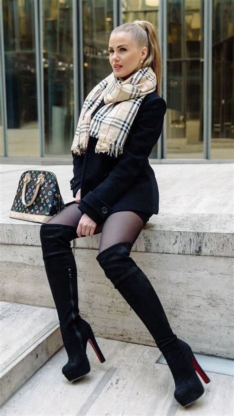 hennycl “ ” platform boots outfit black platform boots fall boots outfit