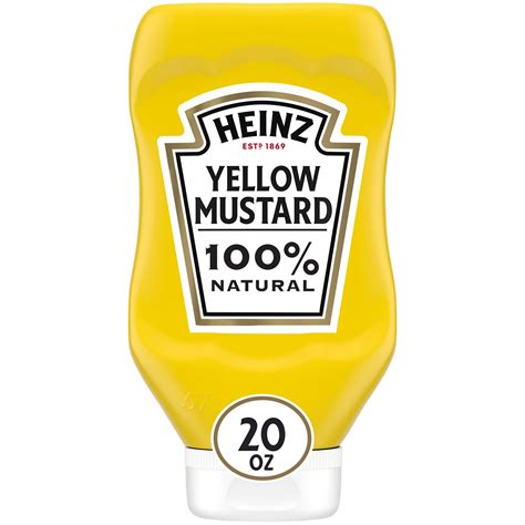 Heinz 100 Natural Yellow Mustard 20 Oz Bottle