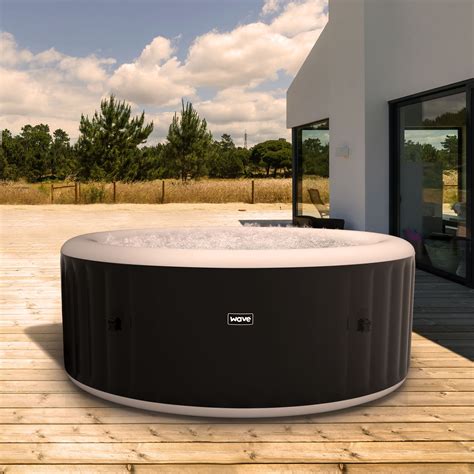 Atlantic Integrated 2 4 Person Inflatable Hot Tub In Black Wave Spas