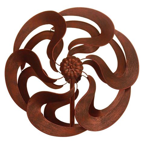 Bronze Flower Windmill Stake Wind Spinners Garden Windmill Wind