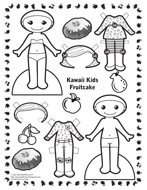 Paper Doll School Kawaii Kids 27 National Fruitcake Day Paper