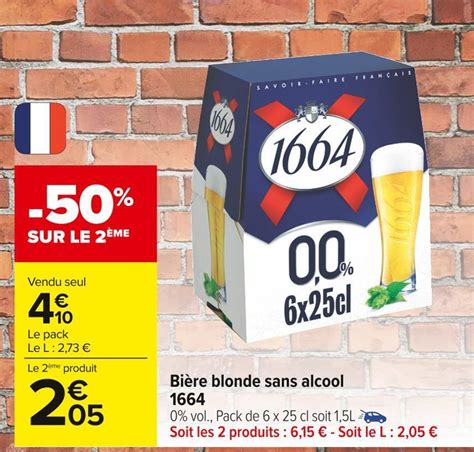 Promo 1664 Bière Blonde Sans Alcool Chez Carrefour Market