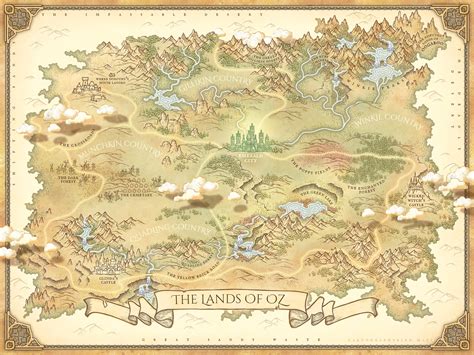 Lands Of Oz Map From Dorothy And The Wizard Of Oz Wicked The Etsy Uk