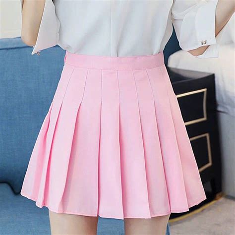 Pink Pleated Satin Skirt Summer High Waist Pleated Mini Skirt Womens