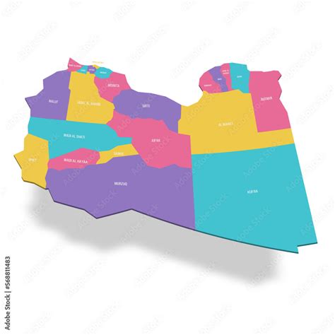 Libya Political Map Of Administrative Divisions Districts 3d