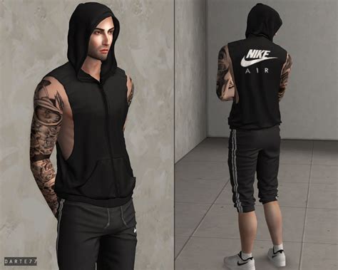 Sleeveless Hoodie Darte77 Custom Content For Ts4 Sims 4 Men Clothing Sims 4 Male Clothes
