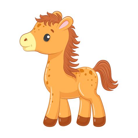 Cute Baby Horse In Cartoon Style Vector Illustration 3675117 Vector