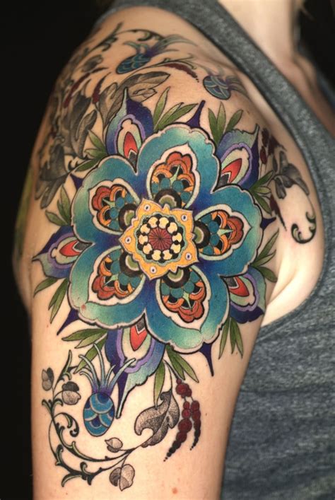 Attractive Colorful Flower Tattoo On Right Half Sleeve